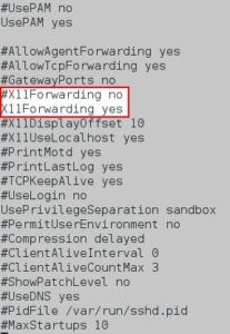 Abbildung 2: Um grafische Programme via SSH betreiben zu können, müssen Sie in »/etc/ssh/sshd_config« die Einstellung »X11Forwarding« auf »yes« setzen.