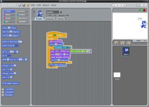 Abbildung 1: Die Programmoberfläche von Scratch nach dem Start.