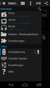 Abbildung 2: Über die Seitenleiste von Yatse gelangen Sie schnell zu allen wichtigen Funktionen.