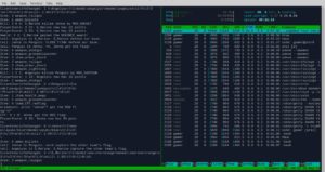 Abbildung 2: Der laufende OpenArena-Server in Tmux. Wie Sie rechts sehen, bringt er den RasPi keineswegs ins Schwitzen.