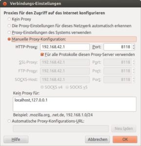 Abbildung 6: Die korrekten Proxy-Einstellungen im Firefox.