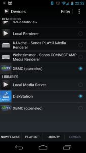 Abbildung 7: Leiten Sie mit BubbleUPnP Video-Streams ohne Umweg vom Handy auf das Media Center.