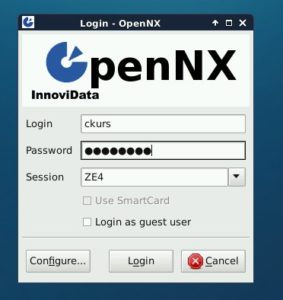 Abbildung 3: Anmeldebildschirm für den NX-Server-Zugriff.