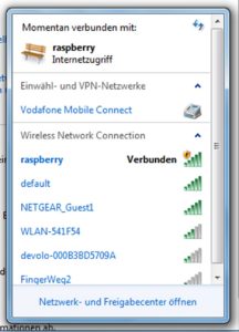 Abbildung 5: Ein Notebook unter Windows, per WLAN mit dem Pi-Point verbunden.