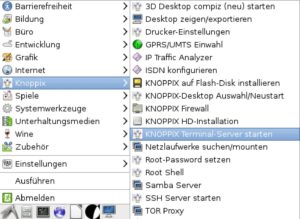 Abbildung 2: Den Knoppix-Terminalserver starten Sie über den Hauptmenüpunkt Knoppix.