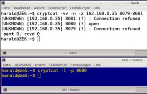 Abbildung 3: Portscan in einem lokalen Netzwerk mittels Cryptcat.