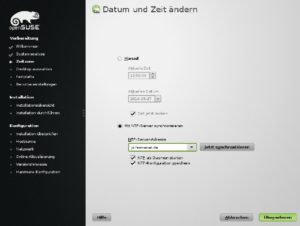 Abbildung 2: Nutzen Sie den RasPi während der Installation von OpenSuse als NTP-Server.