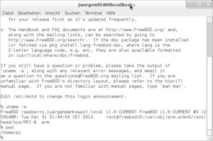 Abbildung 3: Eine Remote-Sitzung per SSH an einem Raspberry Pi mit FreeBSD »CURRENT«.