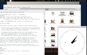 Abbildung 4: Das Xclock-Fenster rechts stammt vom Raspberry, gestartet via SSH (links).