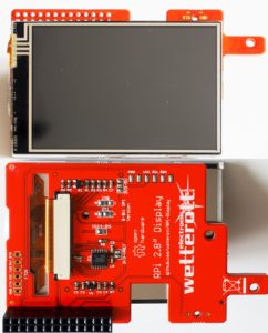 Abbildung 2: Der LCD-Bildschirm von Watterott bietet auf der Rückseite eine Anschlussleiste, die Sie direkt auf den RasPi stecken.