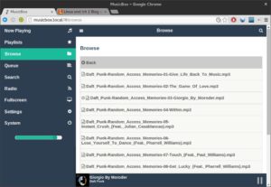 Abbildung 6: Auch Pi&nbsp;MusicBox fehlt ein Musik-Browser mit Trennung von Künstler, Album und Song.