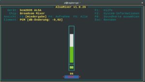 Abbildung 2: Mit dem Alsamixer erhöhen Sie die Wiedergabelautstärke des Raspberry Pi.