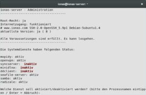 Abbildung 3: Die Konfiguration des Ionas-Servers erfolgt über ein Shell-Skript. Das Root-Passwort gibt es allerdings nur auf Anfrage.