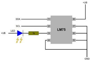 Abbildung 3: Der Schaltplan des LM75-Moduls gestaltet sich vergleichsweise simpel.