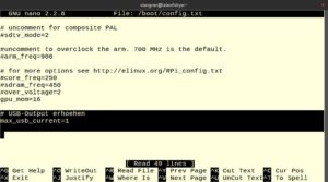 Abbildung 5: Mit der Option »max_usb_current=1« in der »config.txt« erhöhen Sie den maximalen Ausgangsstrom der USB-Ports.