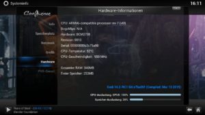 Abbildung 6: Die Systeminformationen verraten Ihnen, mit welcher Geschwindigkeit die CPU des Mediacenter-Systems aktuell arbeitet.