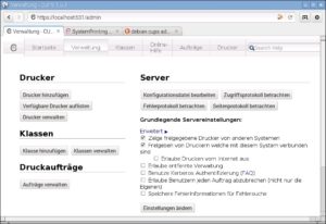 Abbildung 5: Über eine Freigabe der angeschlossenen Drucker ermöglichen Sie anderen Rechnern, via Netzwerk Druckaufträge an die angeschlossenen Geräte zu senden, und verwandeln den RasPi so in einen Printserver.