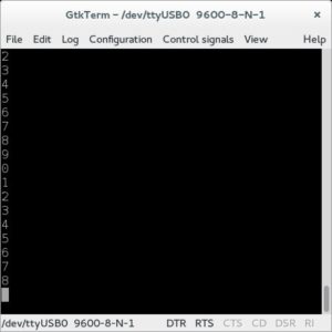 Abbildung 6: GTKTerm zeigt die vom Arduino generierten Ausgaben auf einem seriellen Terminal auf dem RasPi an.