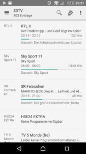 Abbildung 11: Mit Apps wie TVHClient rufen Sie die Inhalte des Tvheadend-Servers von mobilen Geräten aus ab. Das Streaming erfolgt dann per VLC.