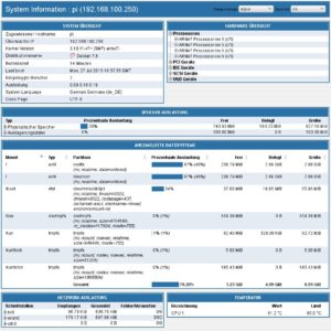 Abbildung 3: PhpSysInfo gibt zahlreiche Informationen zum aktuellen Status des RasPi-Routers als übersichtliche Webseite aus.