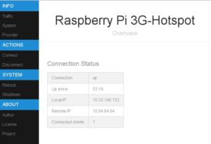 Abbildung 5: Das vom Autor entwickelte Webfrontend zur Steuerung des Raspberry Pi als 3G-Hotspot.