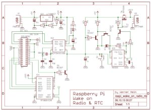 Abbildung 2: Die Schaltung des Vorschaltgeräts mit Taster, RTC-Chip und Funkmodul.