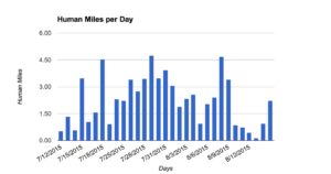 Abbildung 7: Pro Tag liefen die Hamster mehrfach bis zu 4,5 Meilen (7,25 km) weit.