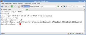 Abbildung 2: Die Software Shell in a Box wirkt auf den ersten Blick wie die echte Kommandozeile.