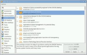 Abbildung 3: Zum bequemeren Verwalten der Software spendierten die Entwickler dem System den Gnome-Paketmanager, der aber Raspbian-spezifische Anpassungen enthält.