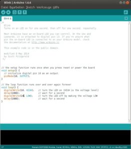 Abbildung 6: Das Blink-Programm mit den Änderungen für den ESP8266 der Arduino-IDE.