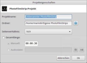 Abbildung 1: In den Projekteigenschaften legen Sie den Grundstein für eine neue Diaschau.
