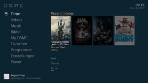 Abbildung 2: Im Gegensatz zu anderen Kodi-Distributionen wie etwa OpenELEC oder Xbian bringt OSMC ein komplett eigenständiges Theme mit.
