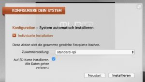 Abbildung 3: Der Raspberry Pi soll später als VDR-System fungieren. Wählen Sie daher die Standardinstallation.