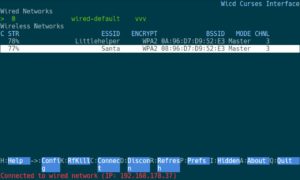 Abbildung 4: Wicd-curses agiert als Terminal-Frontend für den Netzwerkmanager Wicd, sodass Sie keine Konfigurationsdateien bearbeiten müssen.