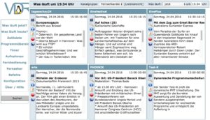 Abbildung 6: Was läuft jetzt? Die zusätzliche Weboberfläche VDRadmin-am stellt das aktuelle TV-Programm übersichtlich dar.