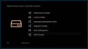 Abbildung 9: Wie von Kodi gewohnt, lassen sich zahlreiche Netzwerkdienste als Quelle für neue Inhalte in das Mediacenter einbinden.
