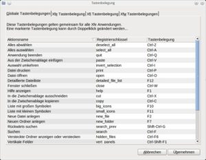 Abbildung 3: Zahlreiche Shortcuts erlauben es, XFE fast komplett über die Tastatur zu steuern.
