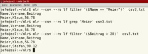 Abbildung 6: Die Miller-Kommandos »filter« und »grep« bieten einen einfachen Weg, um spezielle Datensätze aus den Feldern zu extrahieren.