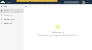 Abbildung 1: Owncloud zeigt mögliche Aktualisierungen am Kopf der Seite an.