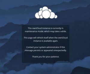 Abbildung 2: Während der Migration verharrt Owncloud im Wartungsmodus.