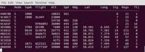 Abbildung 2: Ein Beispiel für eine Datenaktualisierung im Terminalfenster über den Aufruf »./dump1090 --interactive«.