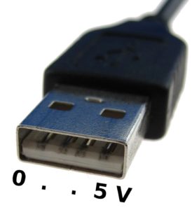 Abbildung 2: Die Lage der Spannungsanschlüsse eines USB-Steckers.