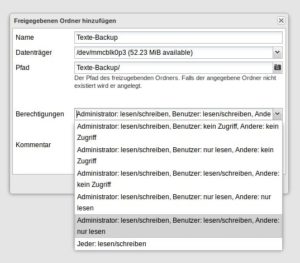 Abbildung 3: Rechtezuweisungen nehmen Sie bei OpenMediaVault im Klartext vor.
