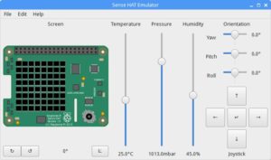Abbildung 4: Mit dem in Python geschriebenen Sense-HAT-Emulator lässt sich das Programmieren mit der gleichnamigen Erweiterungsplatine erlernen und üben, ohne die Hardware zu besitzen.