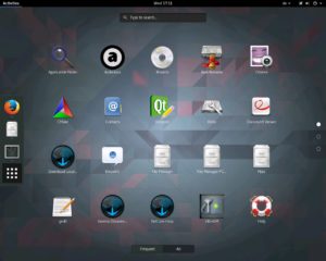 Abbildung 5: Animierte Effekte unter Gnome, wie diese Liste von Anwendungen, bringen den RasPi an die Grenze der Leistungsfähigkeit.