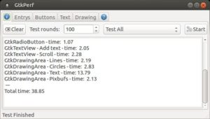 Abbildung 6: Das Ergebnis des Gtkperf-Benchmarks auf einem Odroid-XU4 mit Ubuntu 16.04 und Maté-Desktop.
