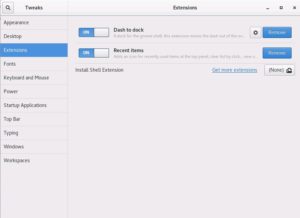 Abbildung 7: Erweiterungen installieren Sie bei Bedarf ebenfalls mithilfe des Gnome Tweak Tools.