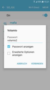 Abbildung 2: Gäste können sich via Handy beim Volumio-Rechner anmelden und das Musikmanagement übernehmen.