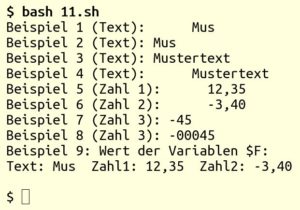 Abbildung 3: Gebräuchliche Formatierungen mit Printf (Listing 11).