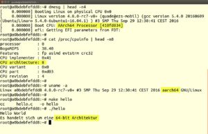 Abbildung 3: Anders als es die Foundation vorsieht, lässt sich der Raspberry Pi 3 durchaus als 64-Bit-System nutzen.